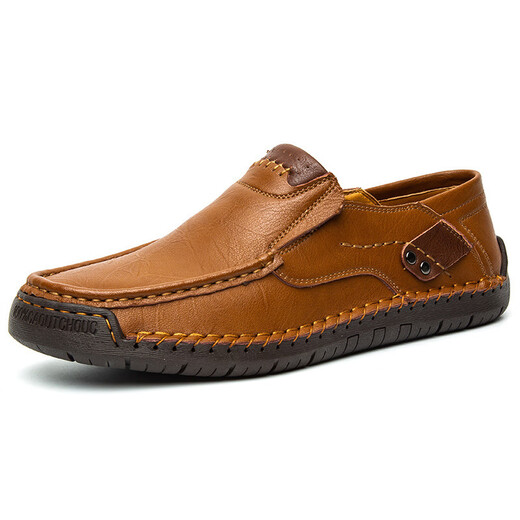 Huilijun Semi-soportado a mano zapatos para hombres de costura al aire libre con un pie plano de cuero plano Dad Dad Pad Size Boots 9916 Amarillo Brown 43
