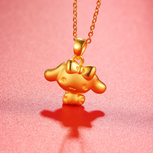 Double Cinnamon Puppy Gold Pendant 3D Hard Pure Gold 999 Big Eared Dog Zodiac Year Dog Year Pure Gold Pendant Necklace Gold Cinnamon Dog Approximately 1.5-1.6g Free Gold Plated Silver