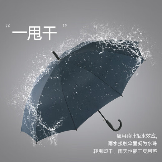 16-bone curved hook long-handled umbrella for men and women, double large, automatically enlarged, reinforced, strong and storm-resistant special umbrella 16-bone curved hook-matcha green