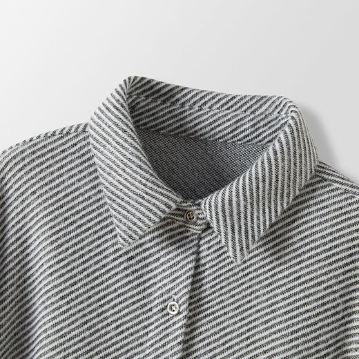 She pool contrasting twill long-sleeved shirt women's 2026 spring new POLO collar warm commuting shirt