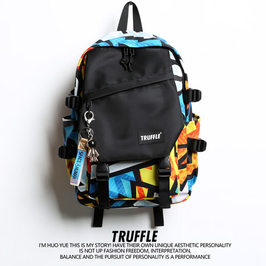 TRUFFL2025 Schulbag Graffiti Männlich Großkapazität Mittelschule Rucksack weibliche Grundschule Travel Mountesering Computer Rucksack Schwarz Videospiel Coole Farbe