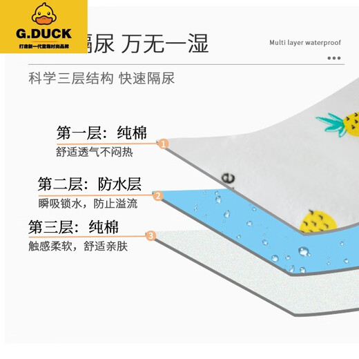 G.Duckkids Windelnhosen wasserdicht und waschbar, Anti-Seite-Leckage, neugeborene Baby atmungsbare Windeltasche, männliches und weibliches Baby vier Jahreszeiten reine Baumwollwindel-3 Ananas_3 Windelnsstücke S [0-3 Monate/5-13jin [Jin gleich 0,5 kg]]