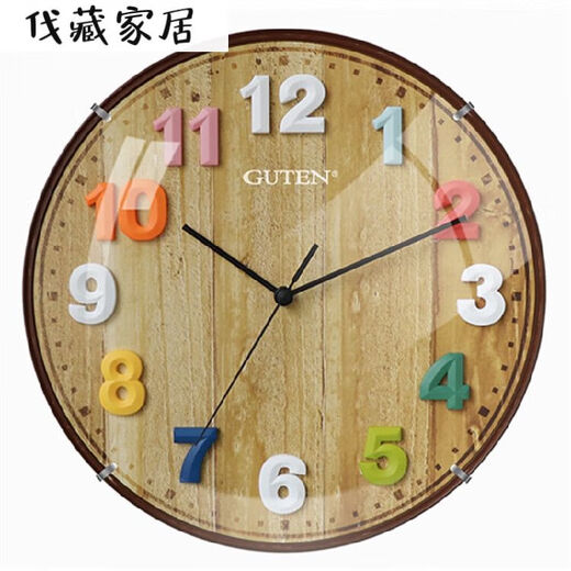 Guten Mute Uhr Wohnzimmer moderne einfache runde Quarzwanduhr auffällige große Schriftwanduhr 3883 mattes Schwarzdurchmesser 34 cm andere