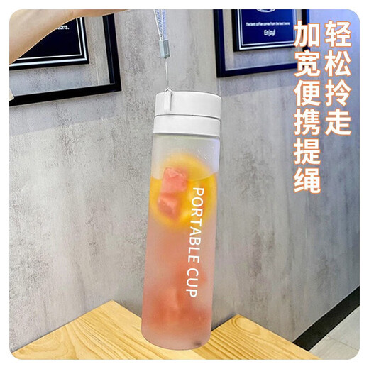 Fansheng Yushui Cup Large Capacity Male and Female High-Looking Student Couple Water Cup Resistant to Falling Simple Portable Sports Korean Style Cup 600ml Transparent Light Gray