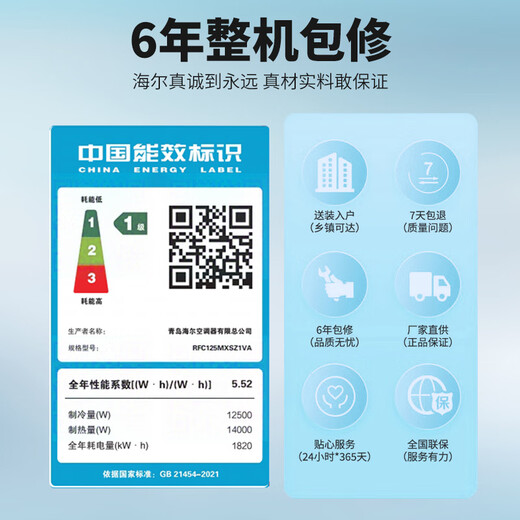 Haier small three bedrooms and one living room Yunshu Pro+ central air conditioner multi-split one to four first class energy efficiency 5 HP RFC125MXSZ1VA22223671 set national subsidy Beijing distribution