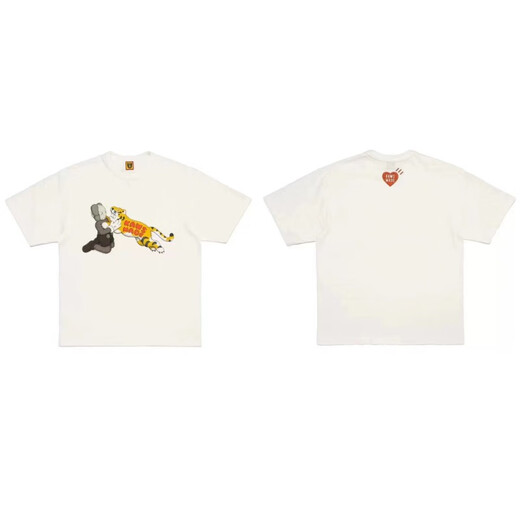 Lee Kids Japanese American Trendy Brand Human Dragon Year Limited Limited Men à manches courtes Couple d'été T-shirt Animal Top 3892 Black S