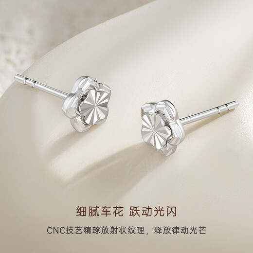 CRD Ke Laidi Spot Sparkling Platinum Earrings Women's Platinum Star Earrings Fashion Simple Five-Pointed Star Earrings 1.55g-Star Earrings