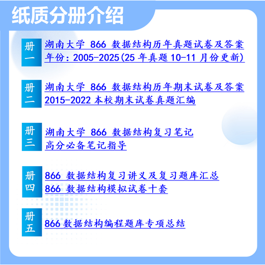 
26 Hunan University Postgraduate Entrance Examination 866 Data Structure Huda Computer Software Engineering Network Security Preliminary Test Questions Full Set of Packages One-on-One Tutoring and Information Consulting Customer Service