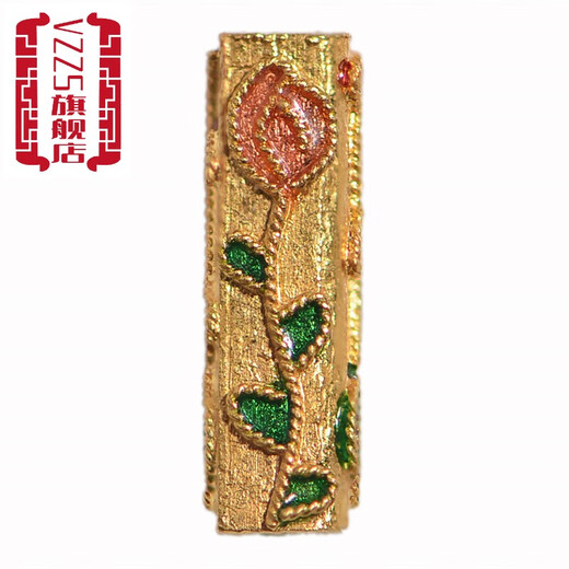 VZZS Tibetan Beads Jewelry House Pure Gold Enamel Burnt Blue Rose Beads Palace Made Ancient Gold Bracelet Pendant Accessories