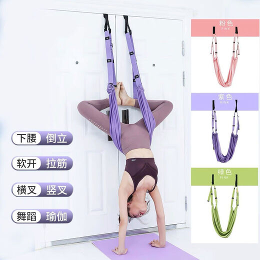 Zailu Aerial Yoga Sling Haushalt Rückenbeugen Pferdetrainer Stretchgürtel an der Tür hängen Inversionsgerät Spanngurt zweite Generation verstärkter Doppelring lila tragend 600Jin Jin entspricht 0,5 kg