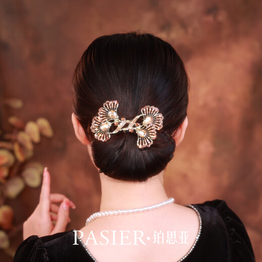 铂思亚国风盘发器女后脑勺发夹新款复古百搭配旗袍发卡头饰 蓝色