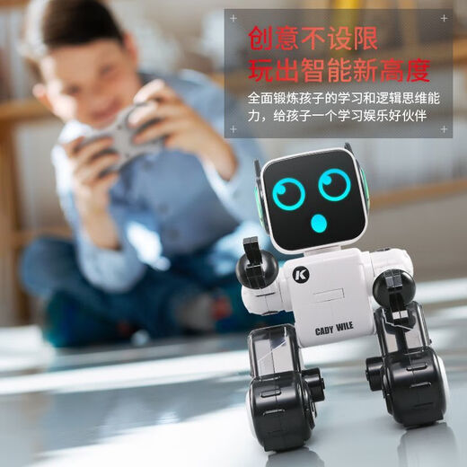 小米有品机器人儿童玩具男孩智能遥控黑科技语音对话编程早教跳舞六一礼物 高级版白-智能对话+手机控制+24 豪华版充电模块电池(续航200分