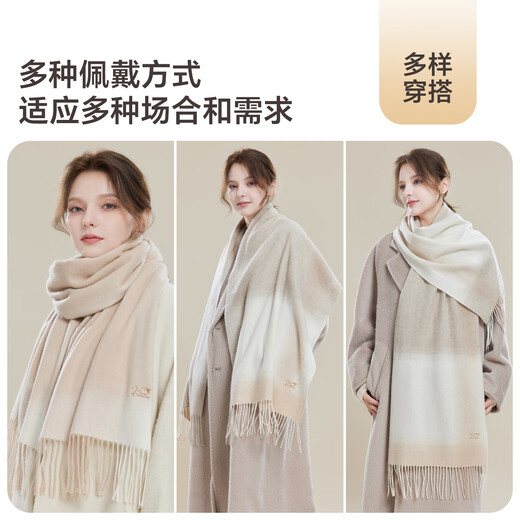 JIUMU 100% cashmere scarf for women autumn and winter warm large shawl for girls birthday New Year gift gift box