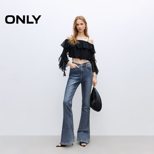 ONLY 2025 Spring Lycra Retro Slim High Waist Flared Jeans for Women|125332056
