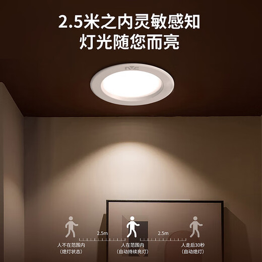 NVC LED downlight embedded radar human body induction home smart corridor aisle ceiling light entrance light 7W white