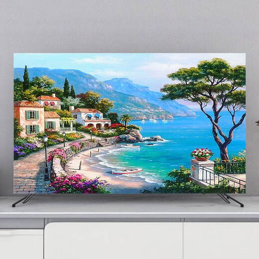 Shantou Lincuns neuer TV-Staub Cover TV-Cover Sonnenschutzmittel 65-Zoll-Schutzabdeckung Hängende gebogene Bildschirm Tisch Landschaft B1392 Regenbogen 32 Zoll 80*50 cm
