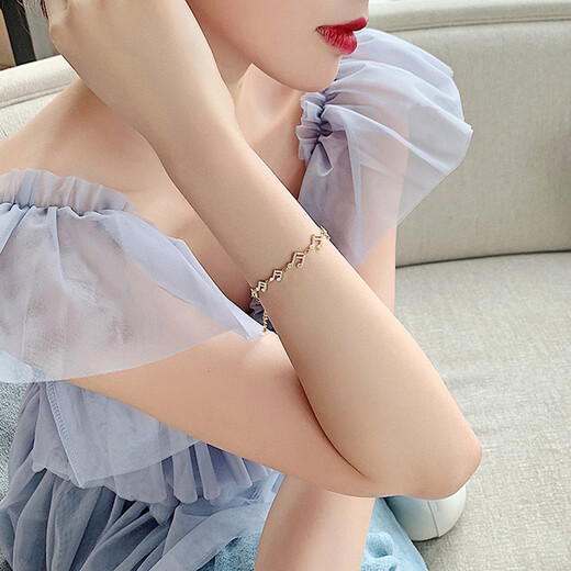 RSRDDY old Phoenix gold store same style diamond note bracelet trendy new bestie temperament gold plated bracelet pure silver bracelet SLA51 gold 8.27 same style as Lao Fengxiang