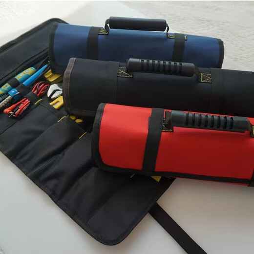 Vinoa Roll Tool Bag Pliers Screwdriver Wrench Storage Bag Multi-jack Storage Portable Outgoing Work Bag Black Thickened Reinforced Upgraded Model (Tools Not Included)