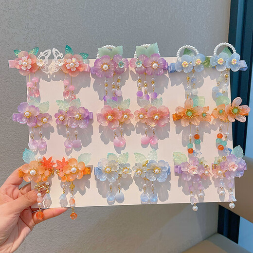 Children's ancient style hair accessories Chinese style Hanfu headwear girls' ancient costume hairpins kindergarten baby ancient tassel hairpins Shudai