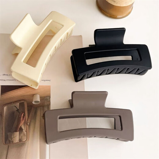 Barberry summer new matte matte square simple hair clip for the back of the head bangs hairpin shark clip 2025 new square gripper black 1 piece