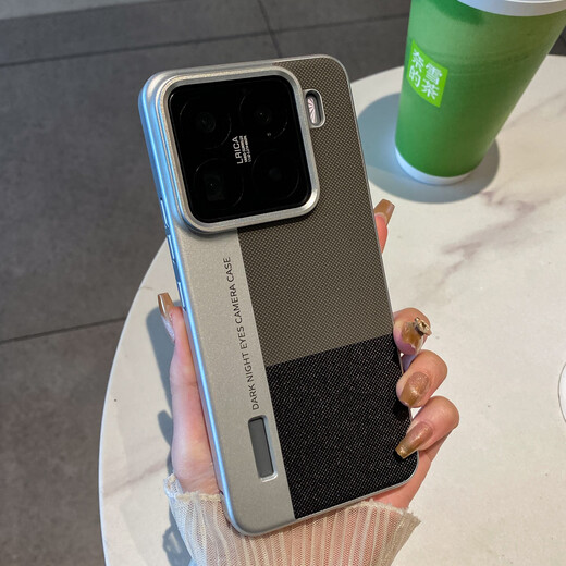 Aofankang upper and lower stitching color suitable for Xiaomi 15 mobile phone case new Xiaomi 15spro simple leather 14ultra high-end 13pro creative 14ultra protective cover for men and women x13 leather camera model gray black diamond pattern upper and lower color matching Xiaomi 14 Pro