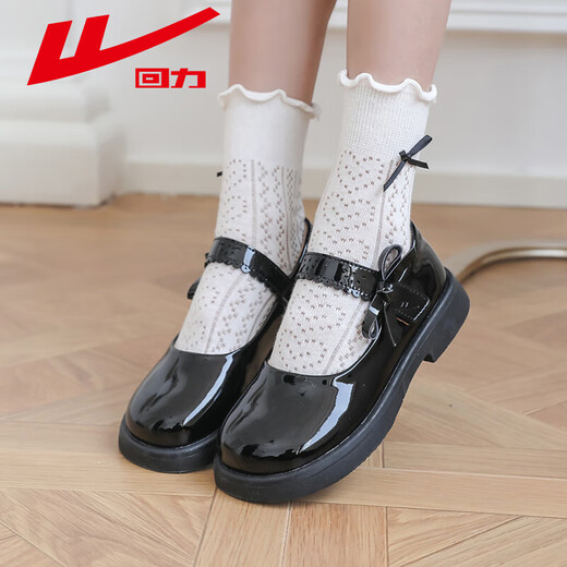 Warrior Warrior Children's Black Small Leather Shoes Girls Princess Shoes 2025 Spring and Summer New Girls Performance Single Shoes Campus Shoes Black|0232 30
