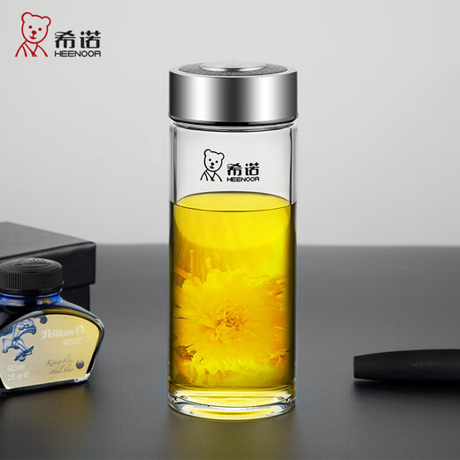 希诺（HEENOOR）玻璃杯单层加厚大容量泡茶杯男士户外运动耐热水杯便携车载水杯子 [XN-9076]大容量-695ml-提环盖 新品