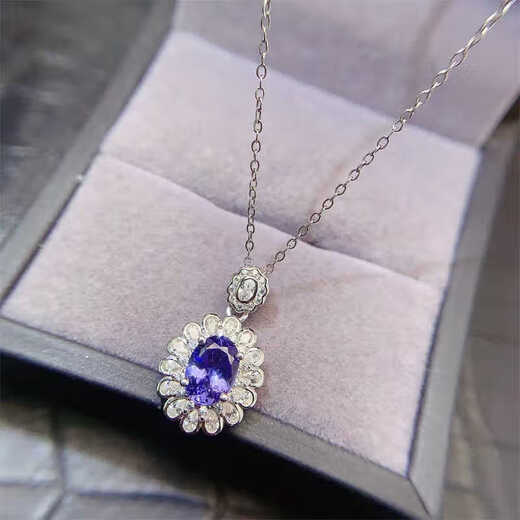 Chili Natural Tanzanite Pendant Women's 925 Silver Inlaid Blue Gemstone Necklace Clavicle Chain Fashion Full Diamond Temperament Gift