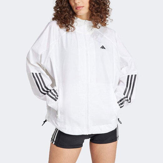 
adidas: Wind.Rdy: Hyperglam striped logo printed long-sleeved hooded jacket jacket for women official flagship white 2XL