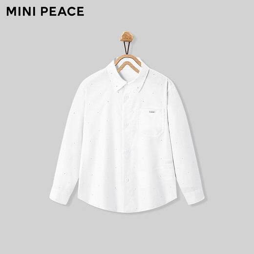 MiniPeace counter same style PEACEBIRD children's clothing boys pure white shirt children's shirt flower girl wedding white 120