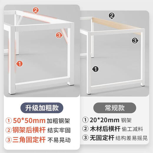 咏幻电脑桌台式简易卧室书桌学生家用学习桌子办公桌长方形工作台 豪华款14070白橡木色 加粗加厚