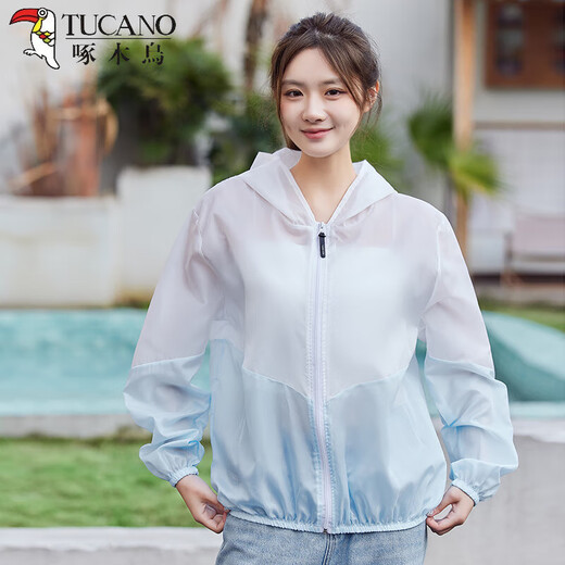 TUCANO;啄木鸟防晒衣女夏季款冰丝防晒服外套2025年薄款轻薄中国风通勤 夏季防晒拼色夹克-蓝色薄 轻薄 M 建议体重80-115斤