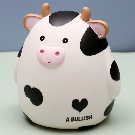 Cute and cute cartoon calf children's piggy bank creative desktop ornaments zodiac advertising vinyl piggy bank white medium size