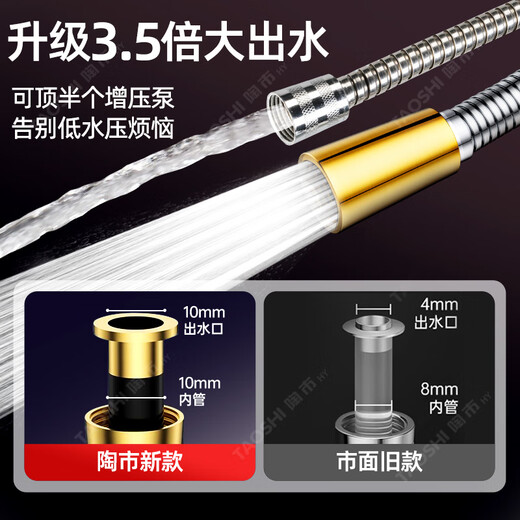 JCZS German brand all-copper shower hose shower universal water heater outlet connection pipe explosion-proof pressurized large flow water 1.5 meters silver all-copper large diameter explosion-proof
