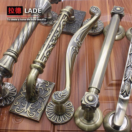 Clcey Antike Tür doppelter Offener Holz-Türgriff GRIFT GREISE HOLZENTUE TÜRE Europäische Einfache Villa Retro antike Bronze Big Pull Griff 9856 Gesichtsbehandlung Rot Ancient