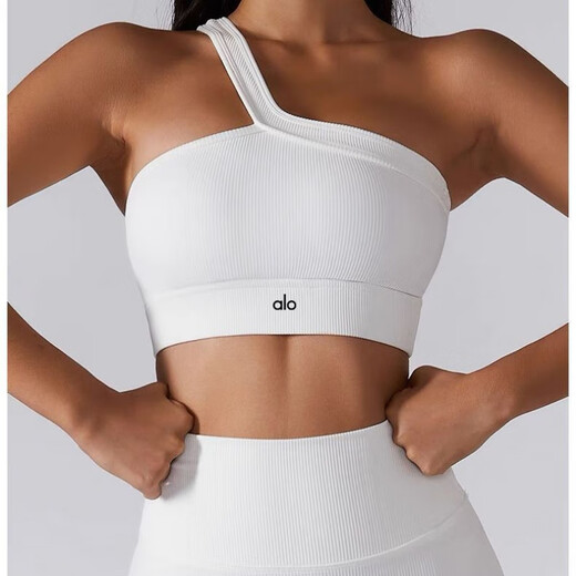 ALO YOGAAO YOGA European and American Yoga Vest Women's Fitness Sports Running Bra Shockproof Gathering Beautiful Back Sling Inner Flagship Shoulder Sling Swan White S