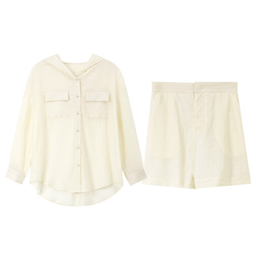 Vanciman Casual Commuter Laiseers Set Women's Summer New Kapuzen-Top-Shorts Casual Zwei-teiliger Aprikose M.
