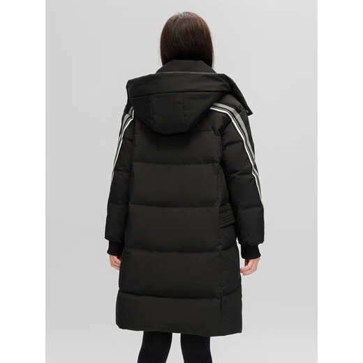 Flying in the Snow Down Jacket Women's Mid-Length 2025 New Fashion Thickened Hooded Warm Winter Casual Jacket Black M