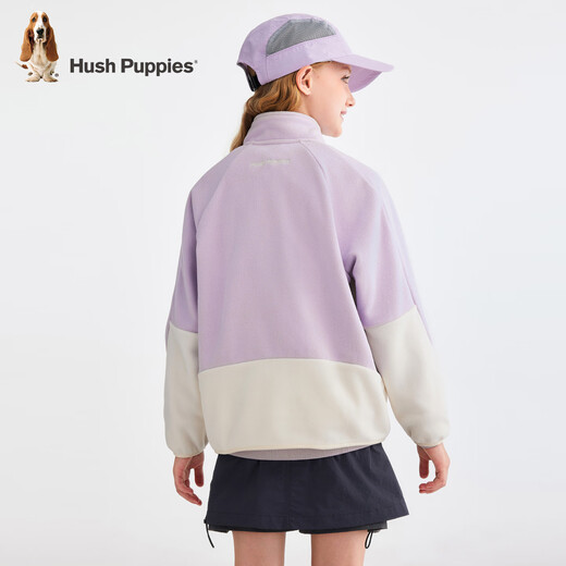Hush Puppies children's clothing children's polar fleece jacket 25 autumn stand-up collar knitted top for boys and girls sweet purple 120