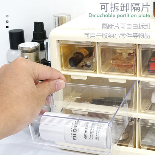严选桌面抽屉式收纳盒热销首饰塑料收纳柜大学生宿舍多格收纳架 5012浅粉色-透明抽屉 六格