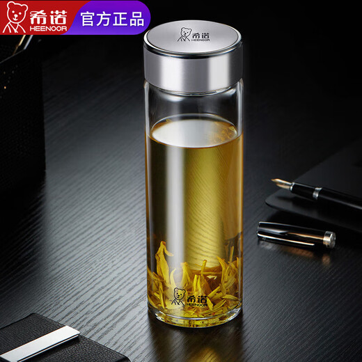 希诺（heenoor）官方舰旗店单层玻璃杯官方店2025新款水杯男女士大容量泡茶杯子 便携提环 695ml 带滤网9076 0只