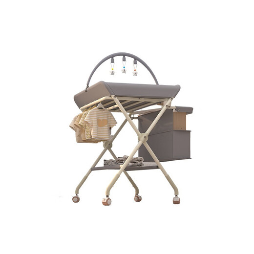 Mesa de pañales de Igiftfire mesa de cuidado de bebés mesa de pañales para bebés recién nacidos masaje para bebé masaje táctil puede gris [más modelo amado - esqueleto mejorado] (rejilla de juguete + colocación de doble capa