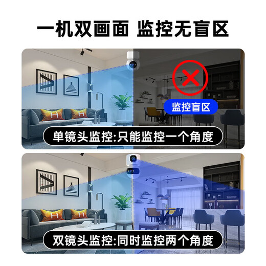联想1000万双摄4g终身免流量监控摄像头家用监控器360度无死角带夜视旋转室内全景插电可对话手机远程