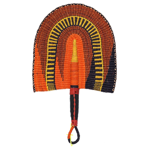 Beyzkroomology importada de África Ghana tejido a mano Fan de paja tejido Ins Color Fan decorativo BGF-12189