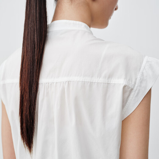 
Ainos Essi [Same Model in Shopping Mall] 2025 Summer New Product Pima Cotton White Shirt French Shirt Top Women 40525070 White L