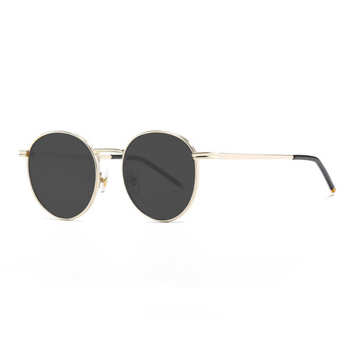 [Same style of Liu Renna] Women's sunglasses 2025 new retro round metal small frame sunscreen sunglasses 826 gold frame tea sheet [glass box + mirror cloth]