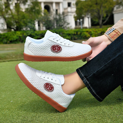 Zapatos especiales para juegos de pelota de puertas, zapatillas de deporte de puertas genuinas cuero sin deslizamiento de verano hombres y mujeres transpirables bolas de puertas de borde recto, estilo de malla de seda de hielo blanco [5266] 39