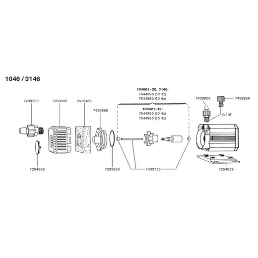 Eheim Deutschland EHEIM EHEIM PUMPE Pumpenpumpe Rotorwelle Mittlerer Ringpumpe Abdeckung Wasserfilter Abdeckung Originalzubehör 2615485_ Universal Pumpe_ Blue Cotton (2 Bilder) 1048