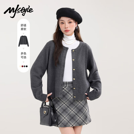MJ STYLE round neck sweater jacket for women 2026 autumn and winter new soft and waxy warm little fragrance style outer wear knitted sweater top