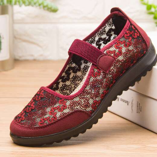 Lism alte Peking-Stoffschuhe Frauenschuhe Stoff Sandalen 2025 Neue Mann des alten Mannes Oma Schuhe 7170-66 Red 35 Frauenstil x